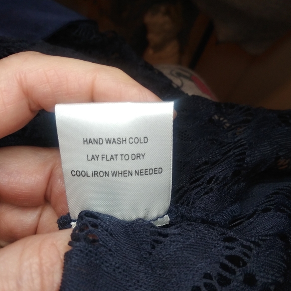 Modcloth Go Down In Mystery Satin Trimmed Blue Lace Blouse - Picture 8 of 9